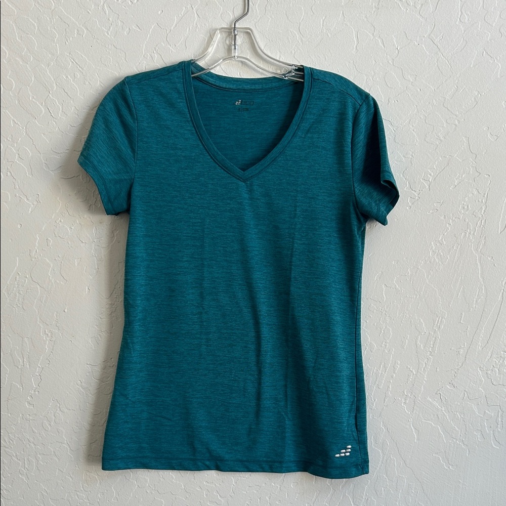 Sweat wicking Teal Heathered V-Neck Short Sleeve Tee
